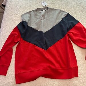Colorblock Sweatshirt in Red, Gray, and Navy